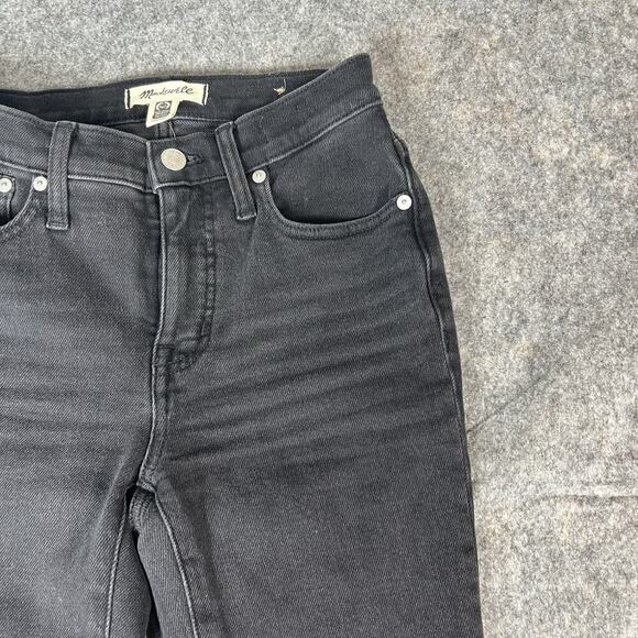 Madewell Mid Rise Kick Out Jeans Womens 23 Black Dark Wash Denim Stretch - Picture 4 of 10